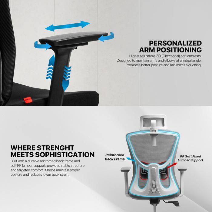 Fantech Kursi Kantor OCA260 Ergonomis Premium Kursi Kerja Gaming Sandaran Kepala 3 Posisi Kunci 3D Armrest - Image 5