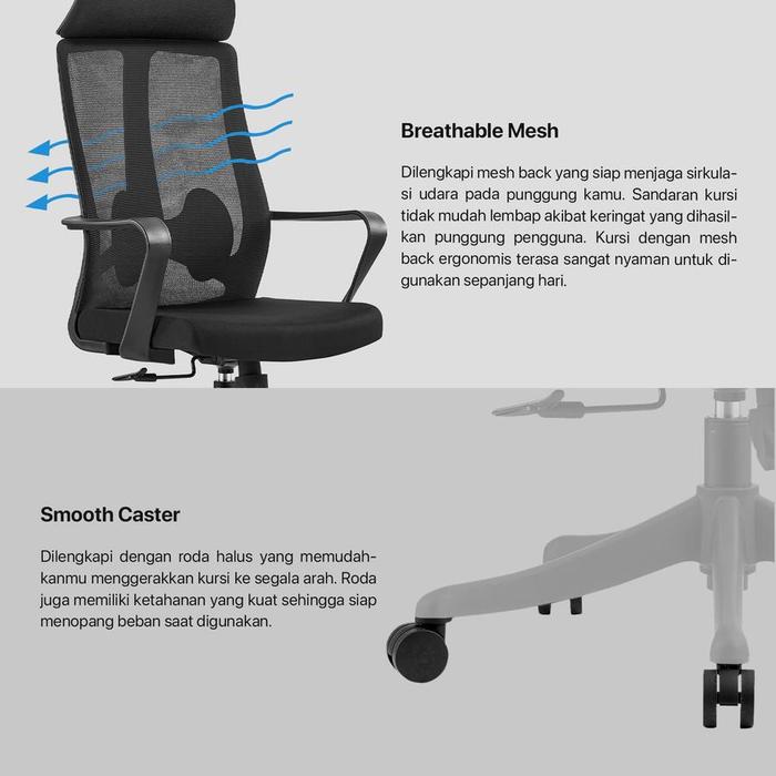 Fantech TRENDI FOA99 Kursi Kantor Kerja Ergonomis Working Chair Furniture - Image 2