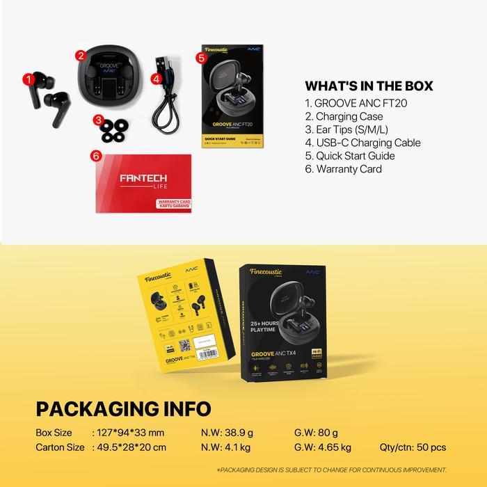 Fantech Finecoustic Groove ANC FT20 TWS Bluetooth Earphone Wireless HiFi Audio Earbuds Premium Headset Bass Anti Bising - Image 7