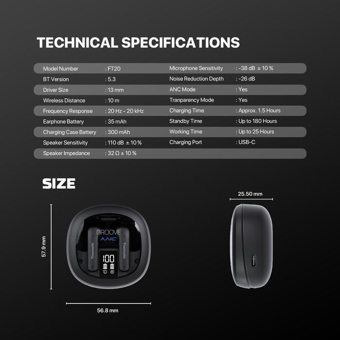 Fantech Finecoustic Groove ANC FT20 TWS Bluetooth Earphone Wireless HiFi Audio Earbuds Premium Headset Bass Anti Bising - Image 9