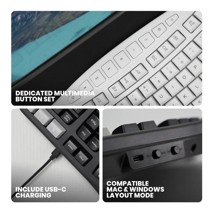 Rexus Ercho KL280 Keyboard Wireless Ergonomic with AI Shortcut Key - Image 2