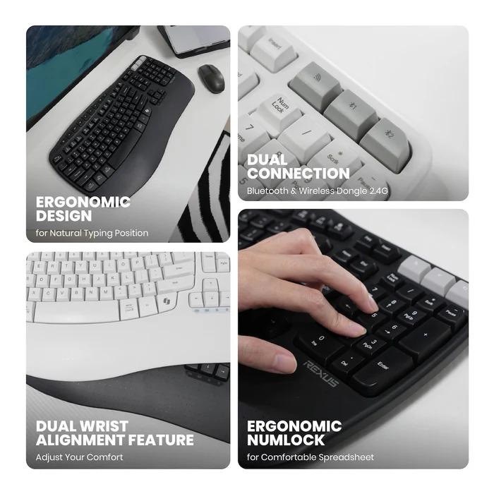 Rexus Ercho KL280 Keyboard Wireless Ergonomic with AI Shortcut Key - Image 3