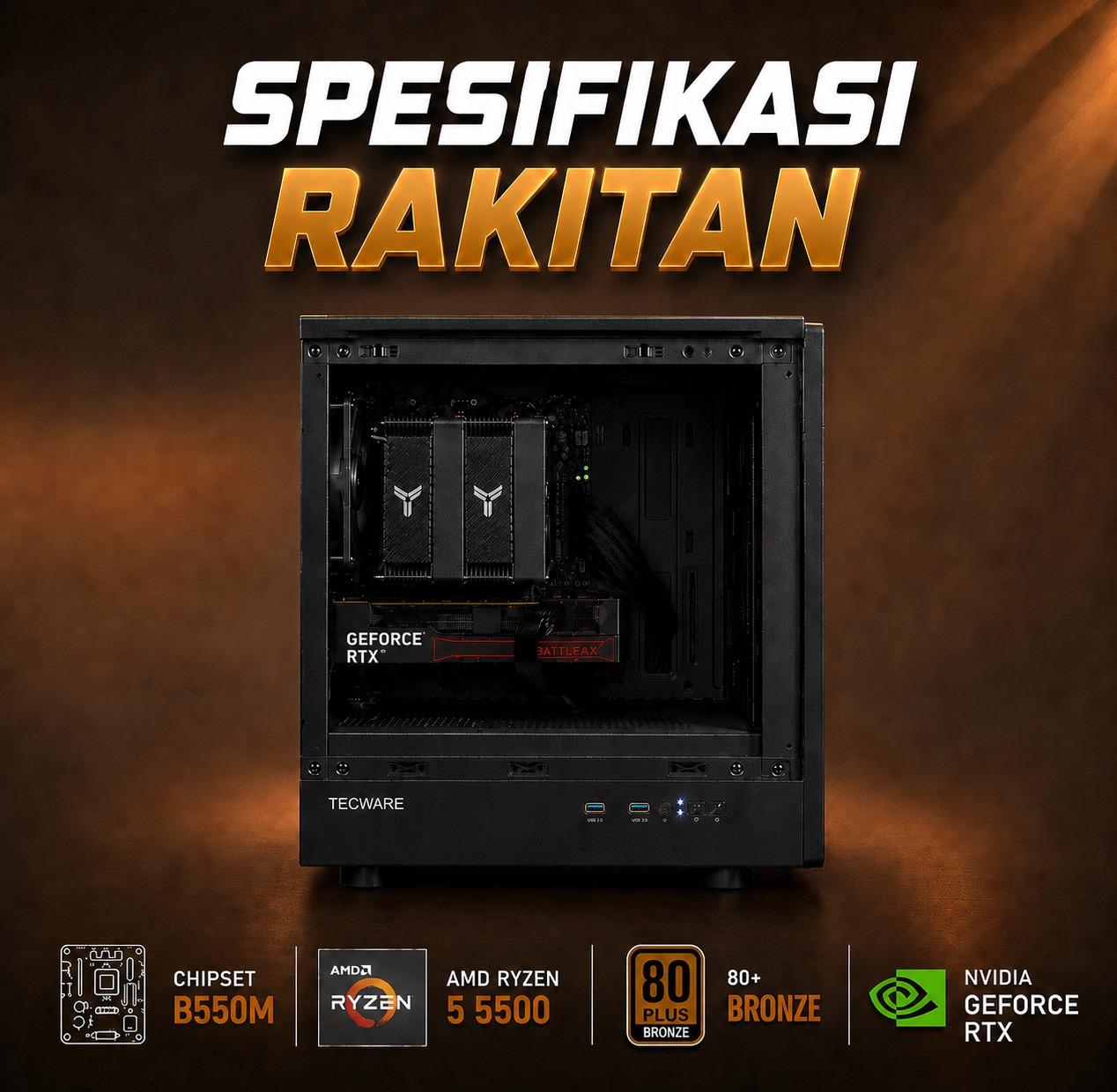 GAMING POINT TIMBER - PC Rakitan AMD Ryzen 5 5500 | GeForce RTX 5060 8GB | 16GB DDR4 | SSD NVMe 512GB - Image 2