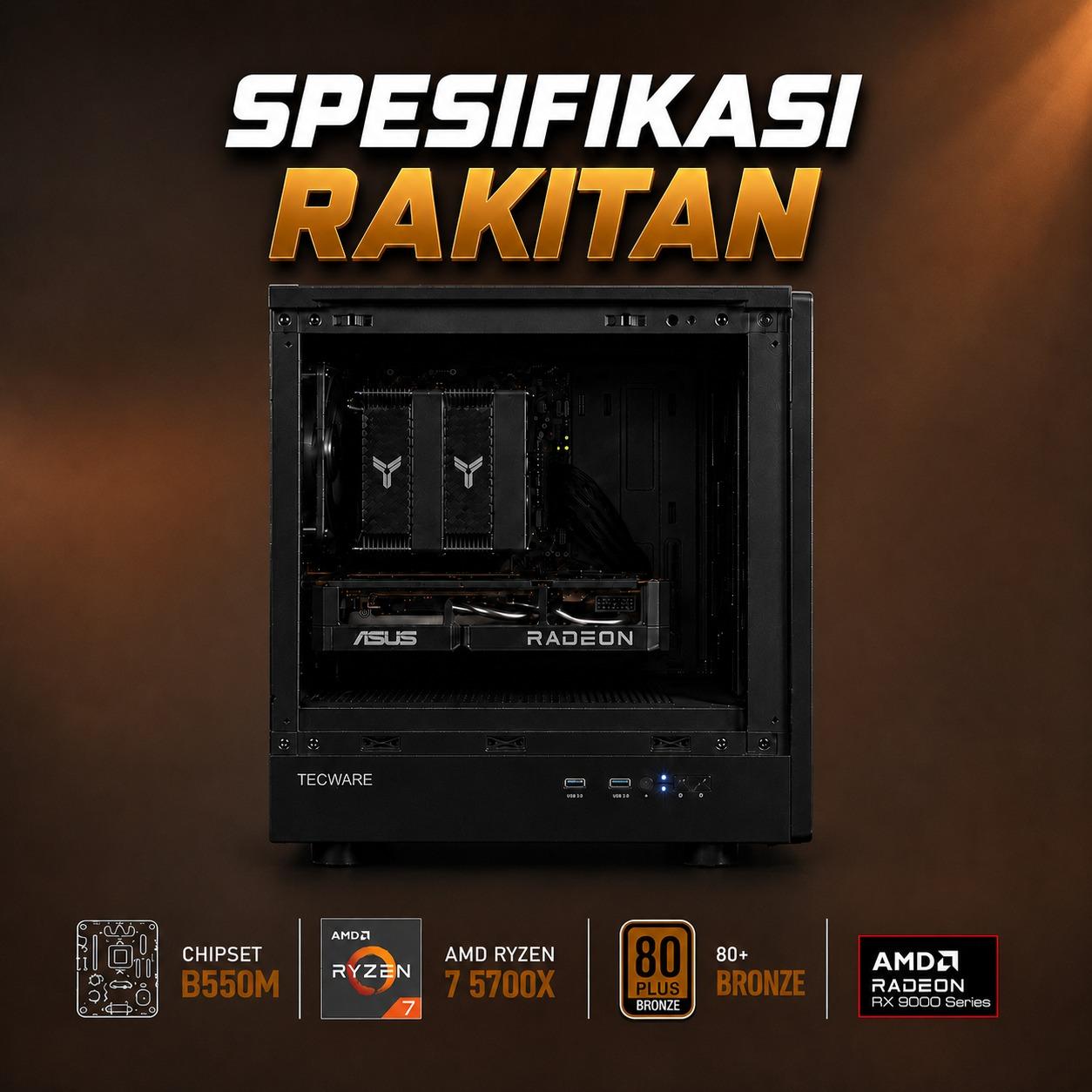 GAMING POINT TIMBER - PC Rakitan AMD Ryzen 7 5700X | Radeon RX 9060 XT 16GB | 16GB DDR4 | SSD NVMe 512GB - Image 2