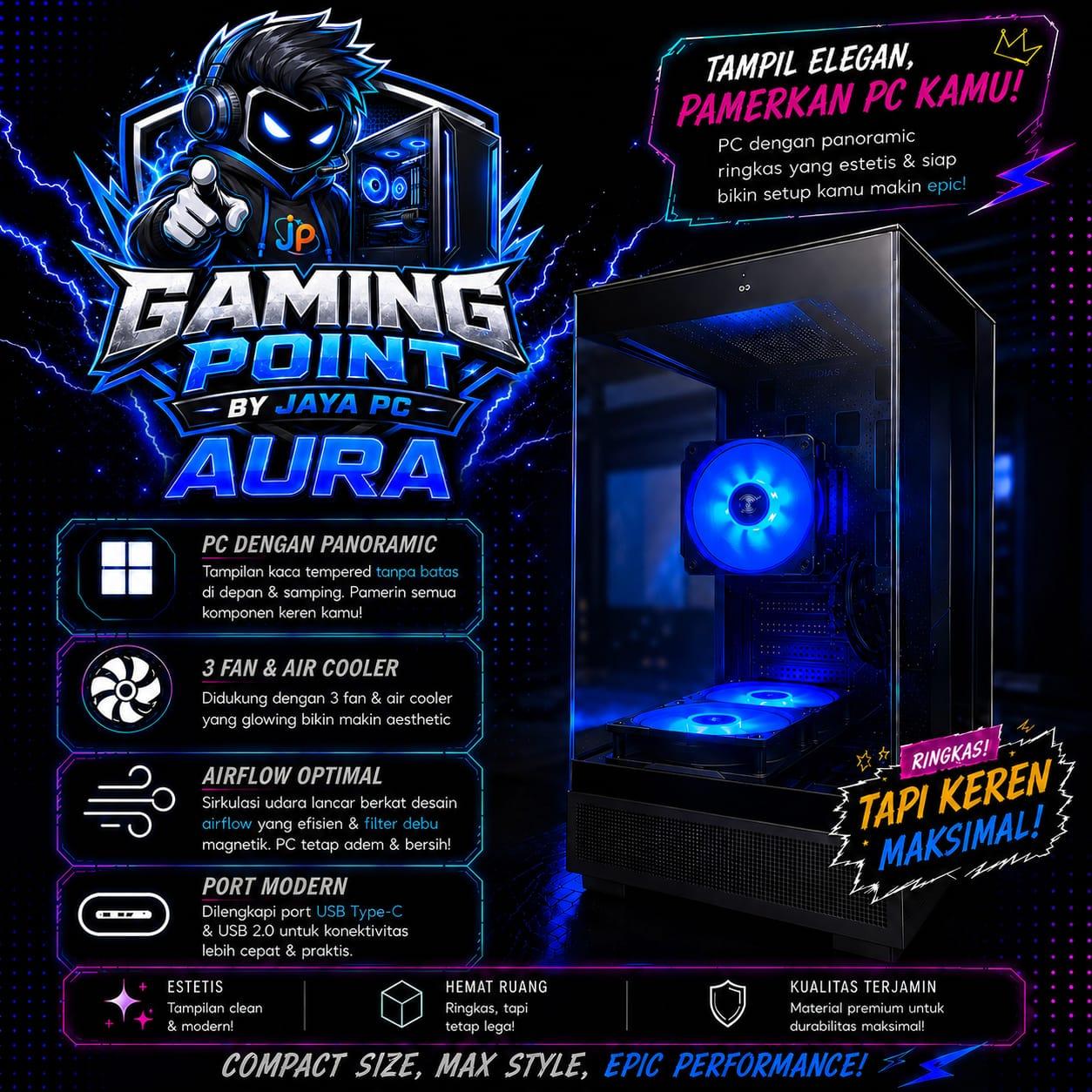 GAMING POINT AURA - PC Rakitan Intel i5-12400F | GeForce RTX 3060 12GB | 16GB DDR4 | SSD NVMe 512GB - Image 3