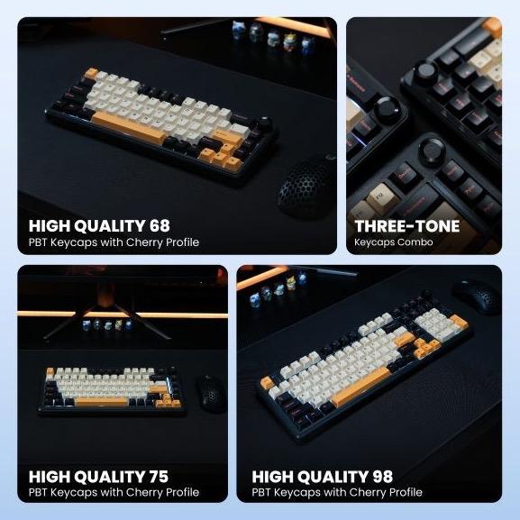 Rexus Aether A65 A75 A98 Mechanical Gaming Keyboard Wireless 3 Connection , Gasket Mounted EVA Sound Dampening Foam , Premium Switch KTT White , High Quality PBT Caps Cherry Profile , Hotswappable 5 pin switch - Image 4