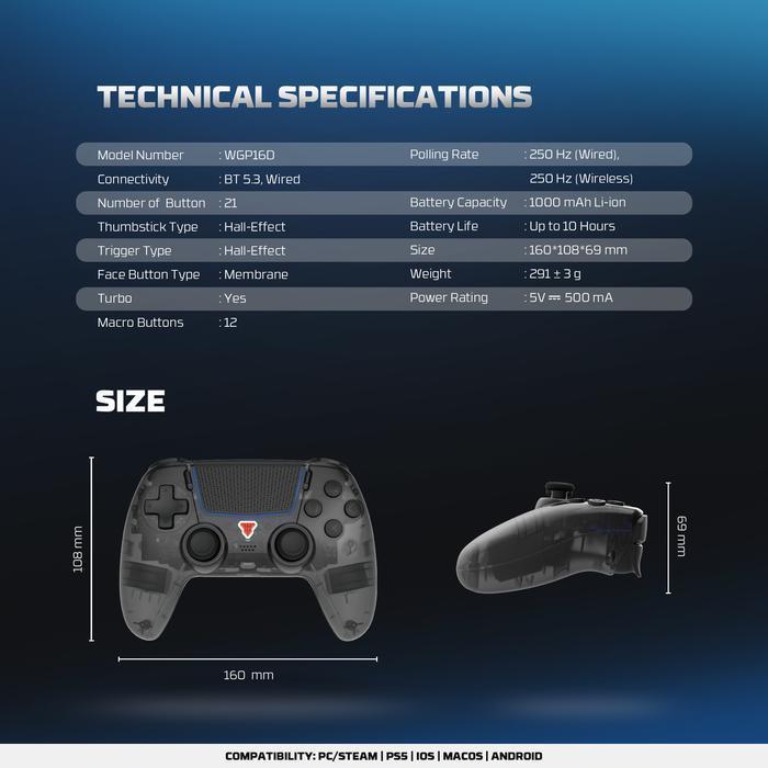 Gamepad Fantech NOVA II D WGP16D Hall Effect Analog & Optical Trigger - Wireless Gaming Controller PC/ PS/ Android - Image 8