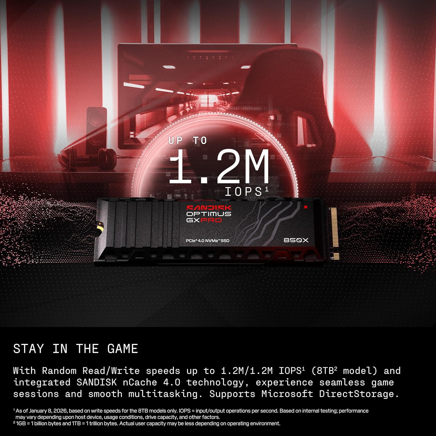 SSD Sandisk Optimus GX PRO 850X Heatsink M.2 Pcie Gen4 NVMe 2280 2TB - M2 2TB - Image 3