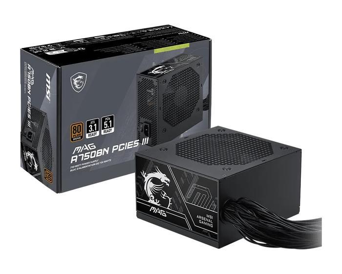 MSI MAG A750BN 750W ATX 3.1 PCIE5 III PSU - Power Supply 750 Watt 80+ Bronze - Image 2