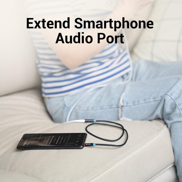Vention VAB B06 Kabel Audio Extension AUX 3.5mm Braided - Audio Male to Female Cable - Image 2