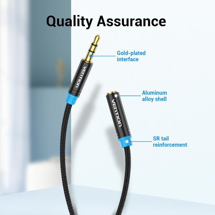 Vention VAB B06 Kabel Audio Extension AUX 3.5mm Braided - Audio Male to Female Cable - Image 6