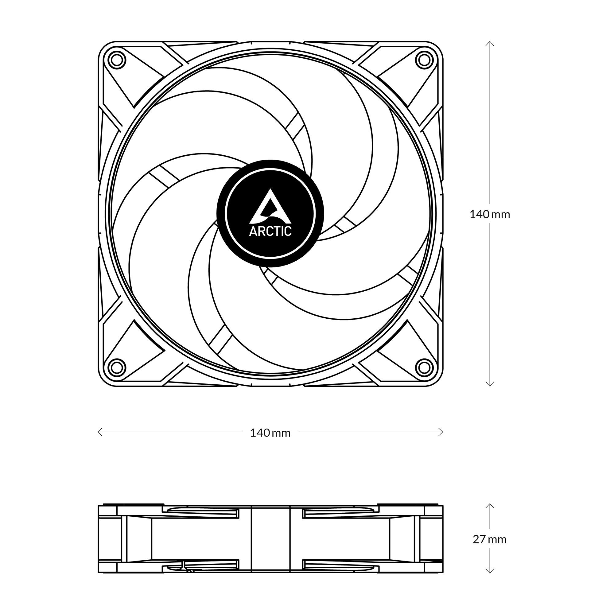 Arctic P14 Max PWM Cooler Fan Case 14cm - Fan Casing 140mm 5 In 1 - Image 6