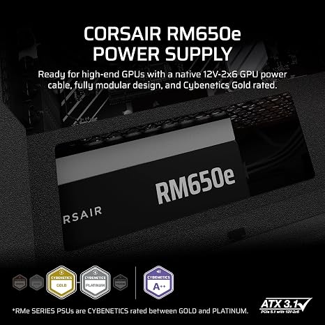 Corsair RM650e 650W ATX 3.1 PCIE5 PSU - Power Supply 650 Watt 80+ Gold Full Modular - Image 2