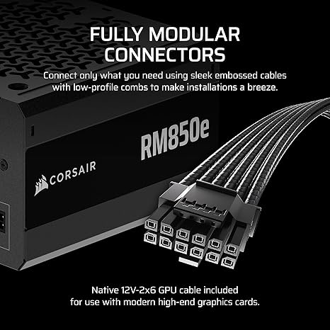 Corsair RM850e 850W ATX 3.1 PCIE5 PSU - Power Supply 850 Watt 80+ Gold Full Modular - Image 4