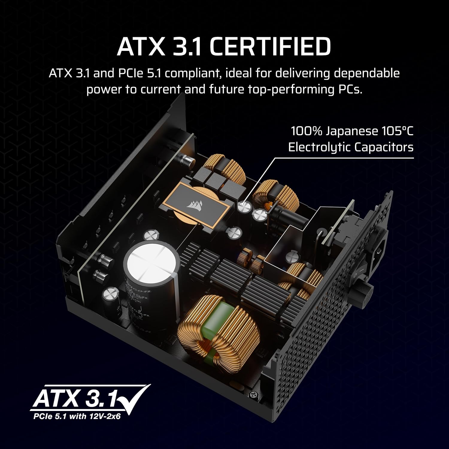 Corsair RM850x 850W ATX 3.1 PCIE5 PSU - Power Supply 850 Watt 80+ Gold Full Modular - Image 5