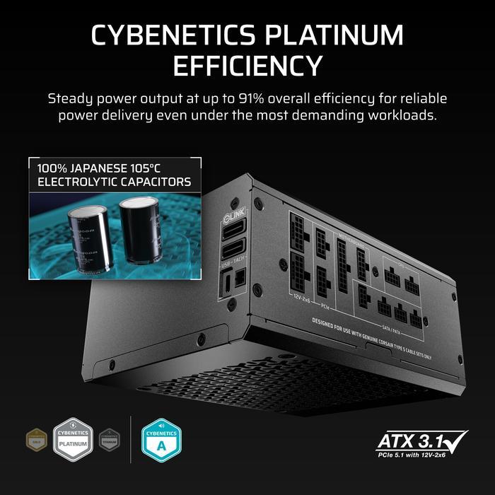 Corsair HX1500i Shift 1500W ATX 3.1 PCIE5 PSU - Power Supply 1500 Watt 80+ Platinum Full Modular - Image 2