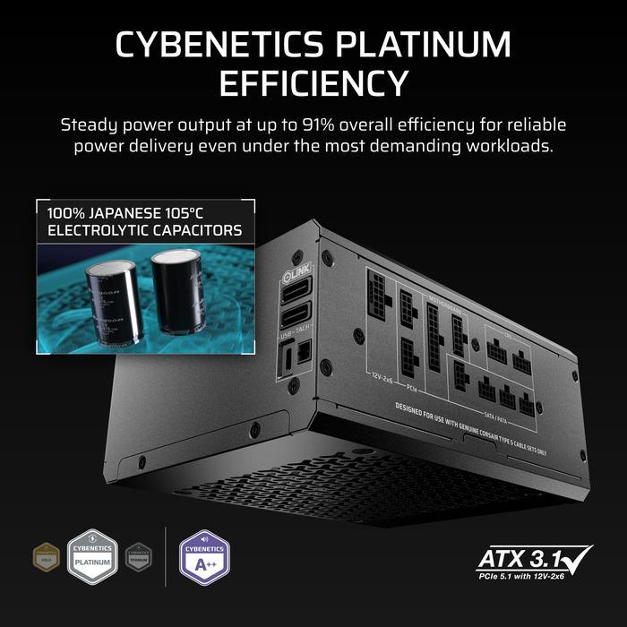 Corsair HX1200i Shift 1200W ATX 3.1 PCIE5 PSU - Power Supply 1200 Watt 80+ Platinum Full Modular - Image 4